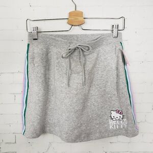 Hello Kitty By Sanrio Gray Mini Sweat Skirt Fleece Size M NEW Drawstring Waist